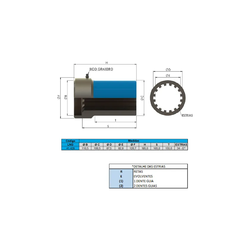 Luva Cardan Axor 2826 Vm310 - 34 Estrias