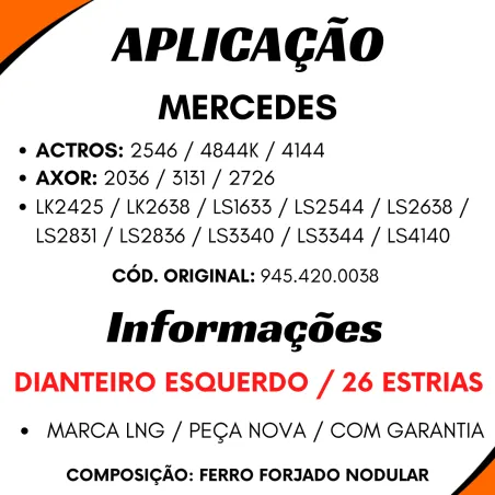 Catraca Freio Autom.Diant. Esq. (26 Estrias) Mercedes Axor