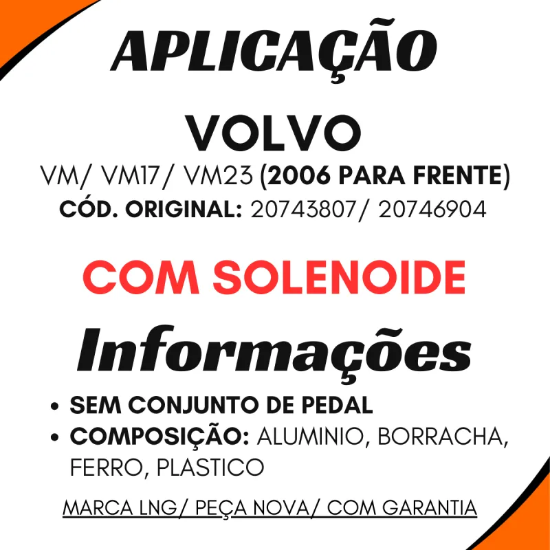 Válvula Pedal Volvo Vm  2006... C/Solenóide