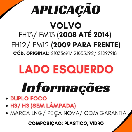Farol Auxiliar Volvo Fh13/ Fm13 (2008/2014)