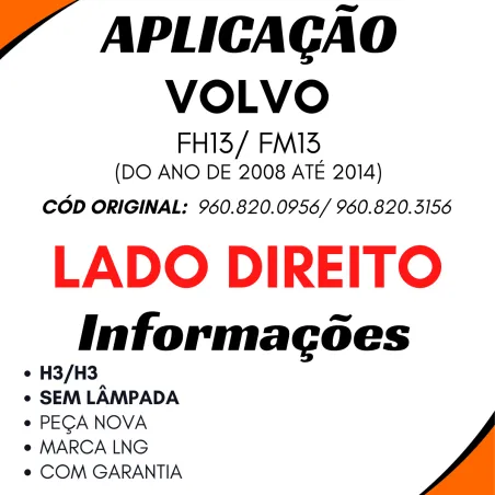 Farol Auxiliar Dir. Volvo Fh13/ Fm13 (2008/2014)