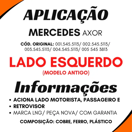 Interruptor Vidro Esq. Mercedes Axor (001.545.5113)