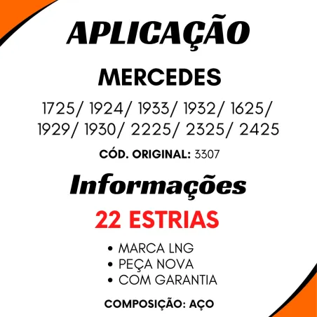 Ponteira Cardan (C/Rosca) Mbb 1725/ 1924/ 1933/ 1932/ 1625/ 1929/
