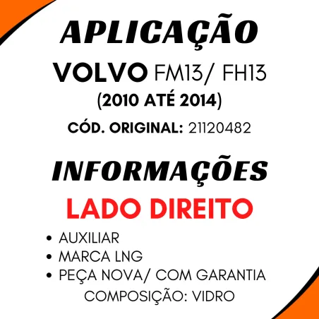Lente Farol Aux. Dir. Volvo Fh13/ Fm13 (2010 A 2014)