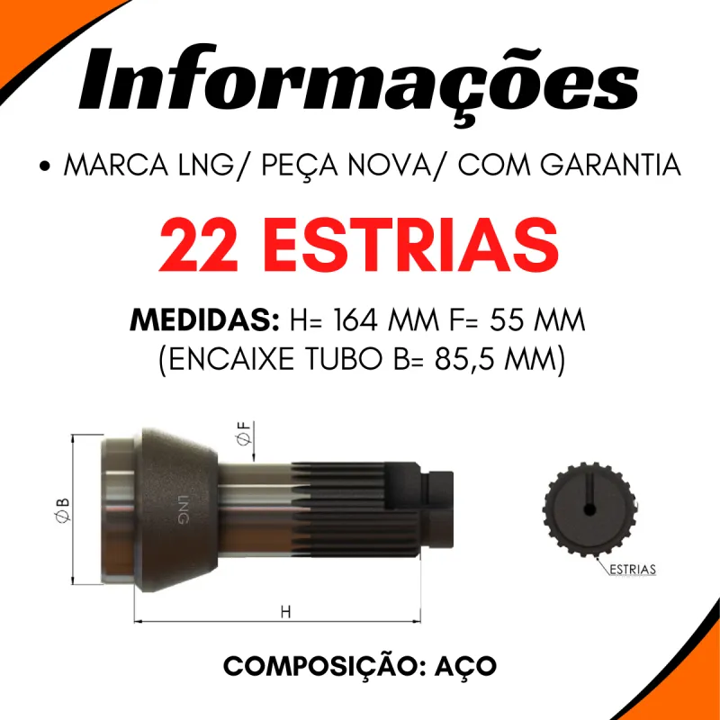Ponteira Cardan (C/Rosca) Scania L110/ L111/ L113/ Lk111/ Lk140/