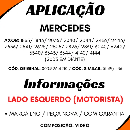 Lente Farol Mercedes Axor Lado Esquerdo