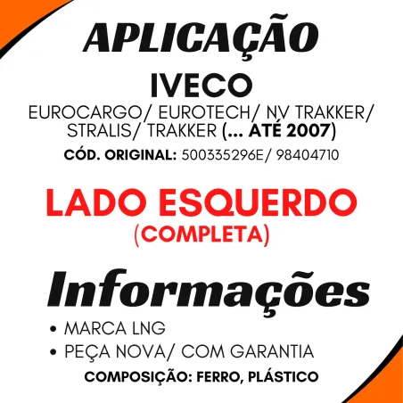 Macaneta Porta Esq.Eurotech/ Eurocargo/ Stralis/ Trakker/ Novo