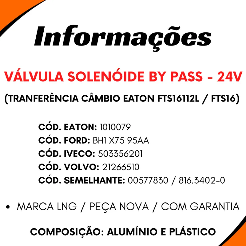 Válvula Solenóide Ford  Volvo 21266510/ Iveco 503356201/ Ford