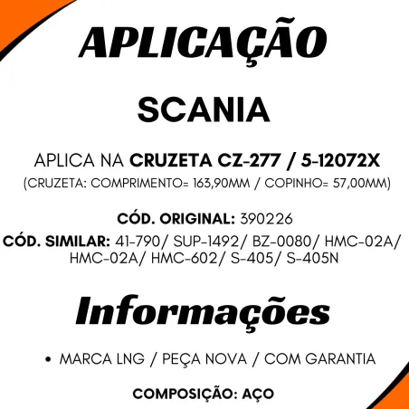 Abraçadeira Terminal Cardan Scania Aplic. Cruzeta 5-12072x/ Cz-277