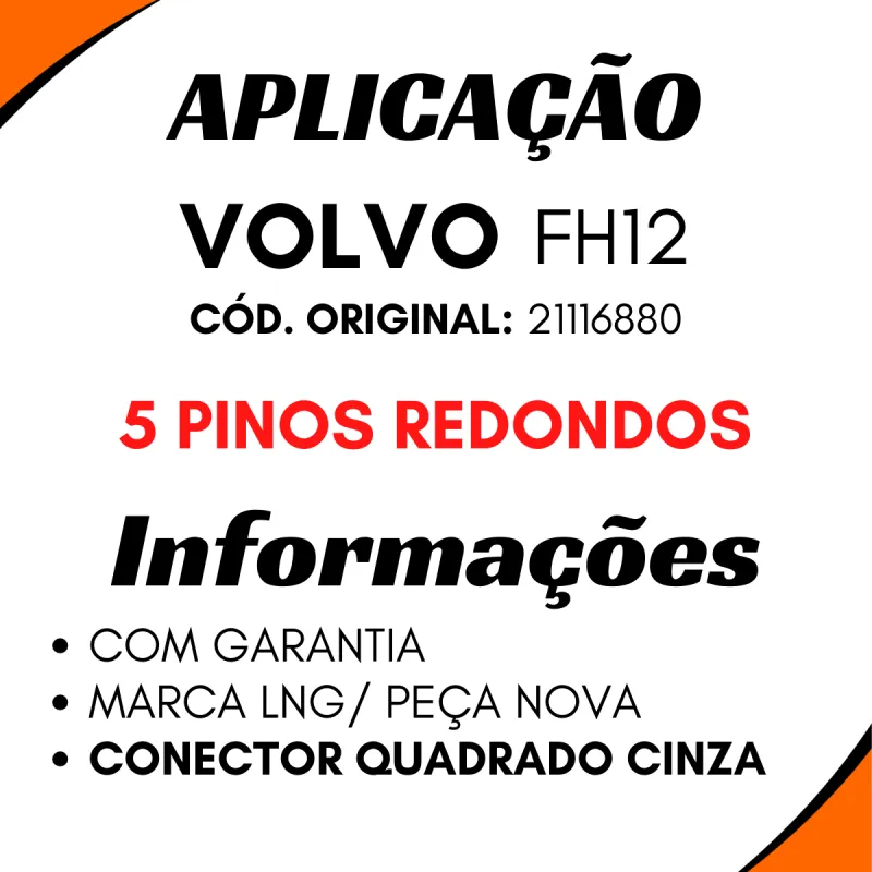 Sensor Pedal Acelerador 5 Pinos (Cinza) Volvo 21116880