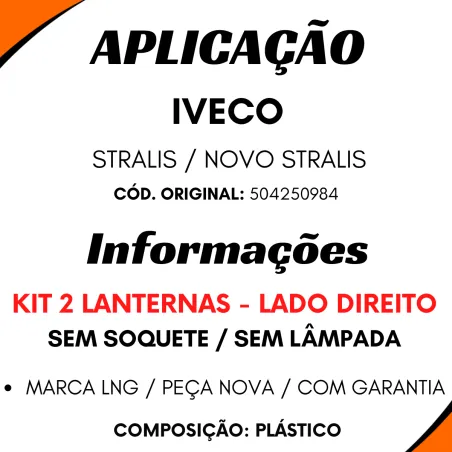 Kit 2 Lanternas Seta Dir. Stralis S/ Soquete