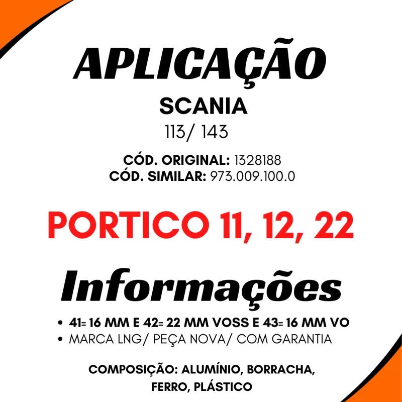 Válvula Distribuidora Scania 113/ 143 Portico 11,12,22,41-16 Mm E