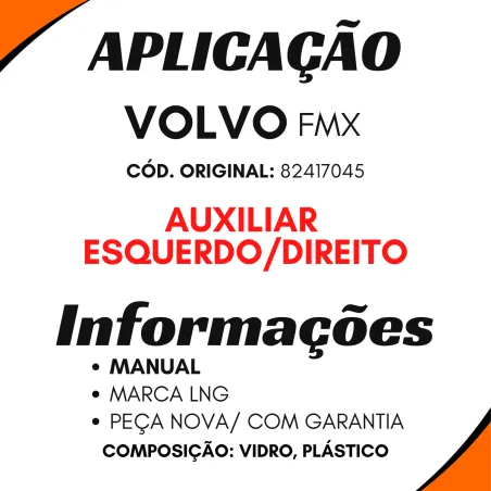 Espelho Auxiliar Dir. Manual C/Desemb Volvo Fmx