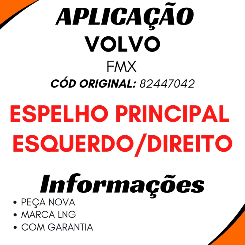 Espelho Retrov. Principal Esq/Dir Manual Volvo Fmx