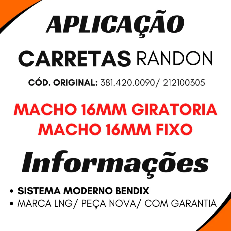 Flexivel Freio Randon Mang.1/2 (Macho 16 Mm ) 900 Mm Bendix