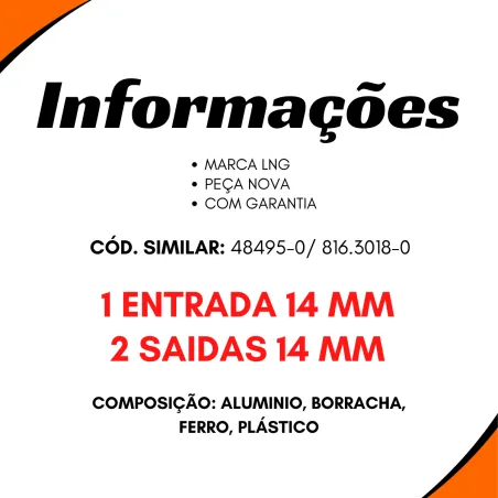 Válvula Freio Mão Scania 113, 143, 3 Saídas 14 Mm