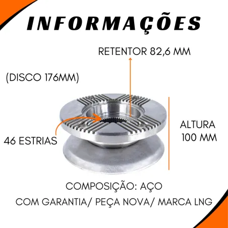 Flange Diferencial Iveco Novo Strallis 4 Furos 46 Estrias