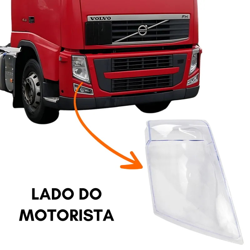 Lente Farol Esq. Volvo Fh13/ Fm13 (2008...)  Policarbonato