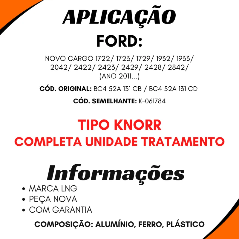 Válvula Apu Ford 1722- 1723- 1729- 1932- 1933- 2042- 2422- 2423-