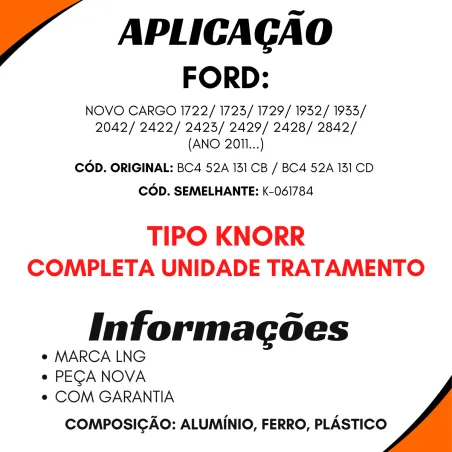 Válvula Apu Ford 1722- 1723- 1729- 1932- 1933- 2042- 2422- 2423-
