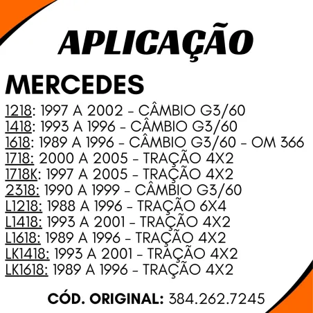 Terminal Câmbio Aço 16 Estrias Mbb L1218/ 1418/ 1618/ 2318/ Lk1418
