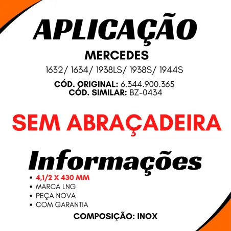 Tubo Flex. Escap. Inox Mbb 1632/1634/1938ls/1938s/1944s 634.490.0365