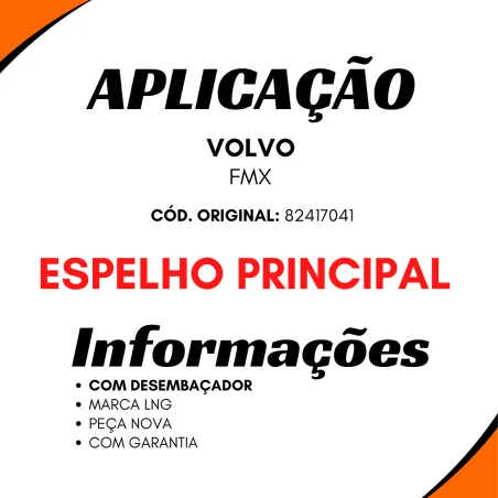 Vidro Espelho Principal C/Desemb. Volvo Fmx (82417041)