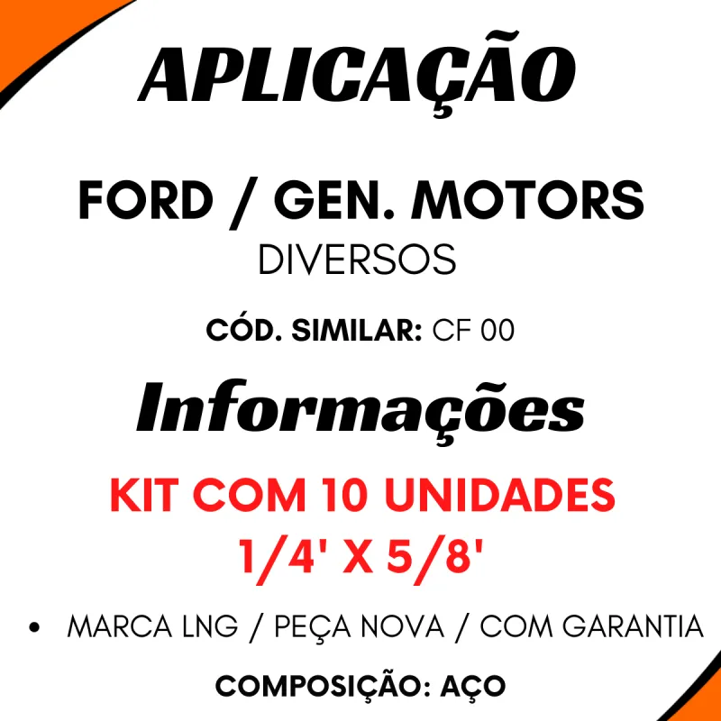 Kit 10 Parafusos Terminal Cardan Ford/ Gm Aplic. Cruzeta Cz-119 1/4 X