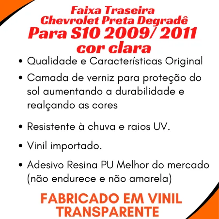 Faixa Tampa Traseira S10 2009 A 2011 Preto Degrade