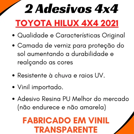 Par Adesivos Lateral 4x4 Hilux 2021 Modelo Original
