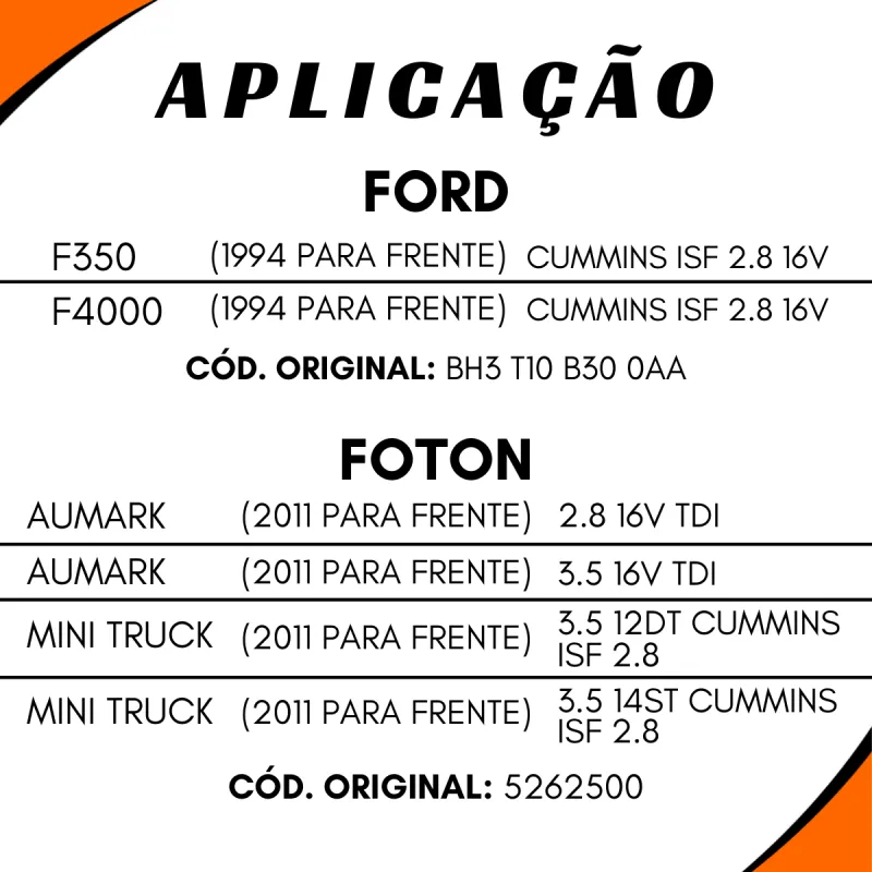 Tensor Correia F350/ F4000 (2014...) Motor Cummins Isf 2.8